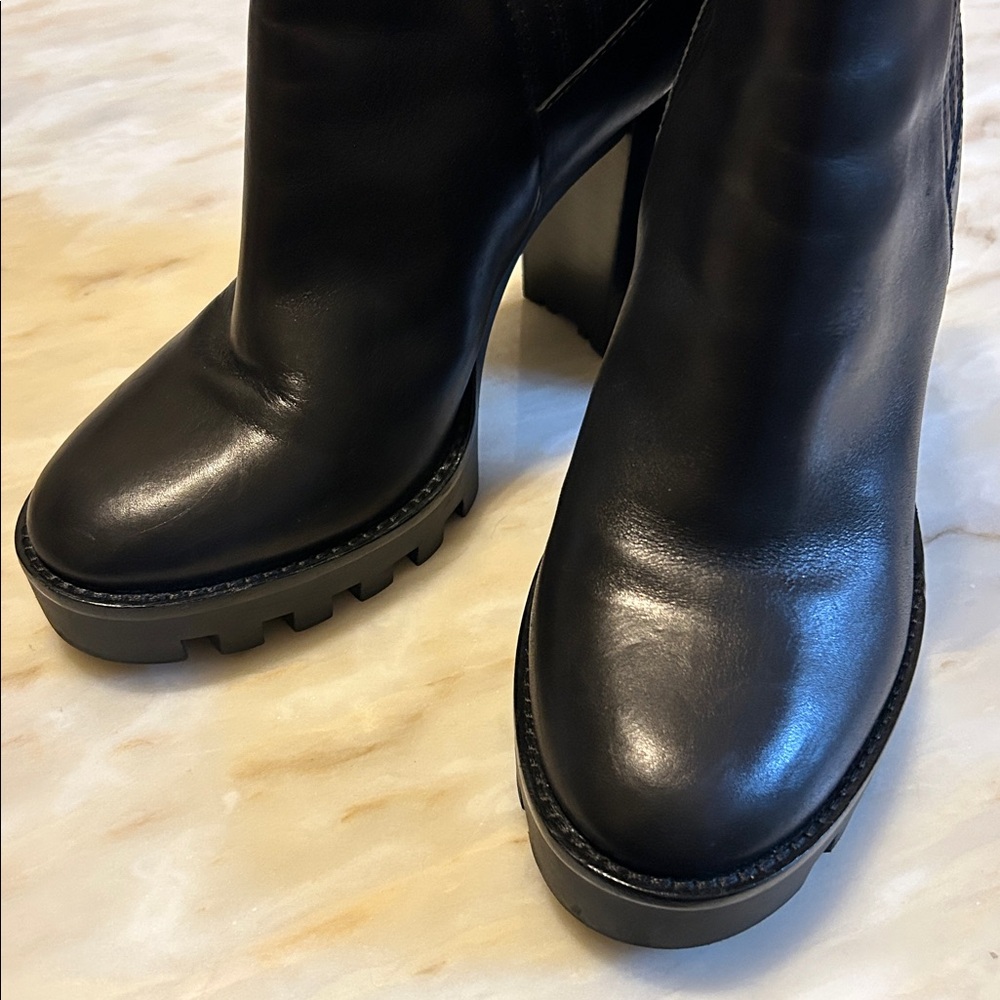 Antonio Melani Womens Pascal Leather Gore Detailed Lug Sole Platform Boots Sz 9 - Picture 6 of 14